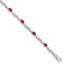 10k White Gold Diamond and Oval Ruby Fancy Link 7.25 inch Bracelet