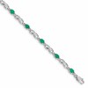 10k White Gold Diamond and Oval Emerald Infinity Link 7 inch Bracelet