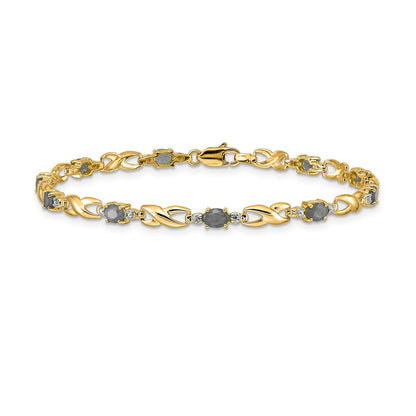 10k Diamond and Oval Emerald Infinity Link 7 inch Bracelet