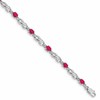 10k White Gold Diamond and Oval Composite Ruby Infinity Link 7 inch Bracelet