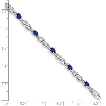 10k White Gold Diamond and Oval Sapphire Infinity Link 7 inch Bracelet