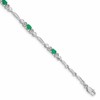 10k White Gold Diamond and Oval Emerald Heart Link 7 inch Bracelet