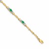 10k Diamond and Oval Emerald Heart Link 7 inch Bracelet