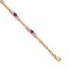 10k Diamond and Oval Ruby Heart Link 7 inch Bracelet