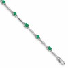 10k White Gold Diamond and Oval Emerald 7 inch Bracelet