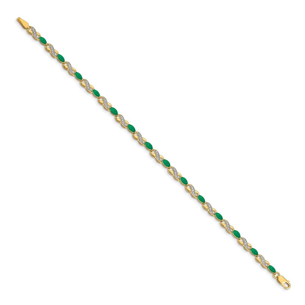 10k Diamond and Emerald Infinity Bracelet