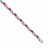 10k White Gold 1/6 carat Diamond and Oval Ruby Infinity Link 7.25 inch Bracelet