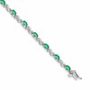 10k White Gold 1/10 carat Diamond and Oval Emerald 7 inch Bracelet