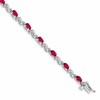 10k White Gold 1/10 carat Diamond and Oval Ruby 7 inch Bracelet
