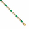 10k 1/20 carat Diamond and Oval Emerald Rectangle Link 7.25 inch Bracelet