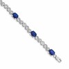 10k White Gold 1/5 carat Diamond and Oval Sapphire Infinity Link 7.25 inch Bracelet