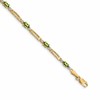 10k Diamond and Oval Peridot Rectangle Link 7 inch Bracelet