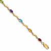 10k Diamond and Oval Rainbow Gemstone Wavy Link 7 inch Bracelet