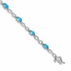 10k White Gold Oval Blue Topaz and Diamond Infinity Link 7 inch Bracelet