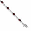 10k White Gold Oval Garnet and Diamond Infinity Link 7 inch Bracelet