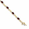 10k Oval Garnet and Diamond Infinity Link 7 inch Bracelet