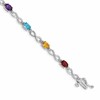 10k White Gold Oval Rainbow Gemstone and Diamond Infinity Link 7 inch Bracelet