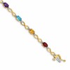 10k Oval Rainbow Gemstone and Diamond Infinity Link 7 inch Bracelet