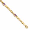 10k Oval Amethyst Bezel 4-Stone 7.25 inch Bracelet