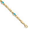 10k Oval Blue Topaz Bezel 4-Stone 7.25 inch Bracelet
