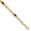 10k Oval Garnet Bezel 4-Stone 7.25 inch Bracelet