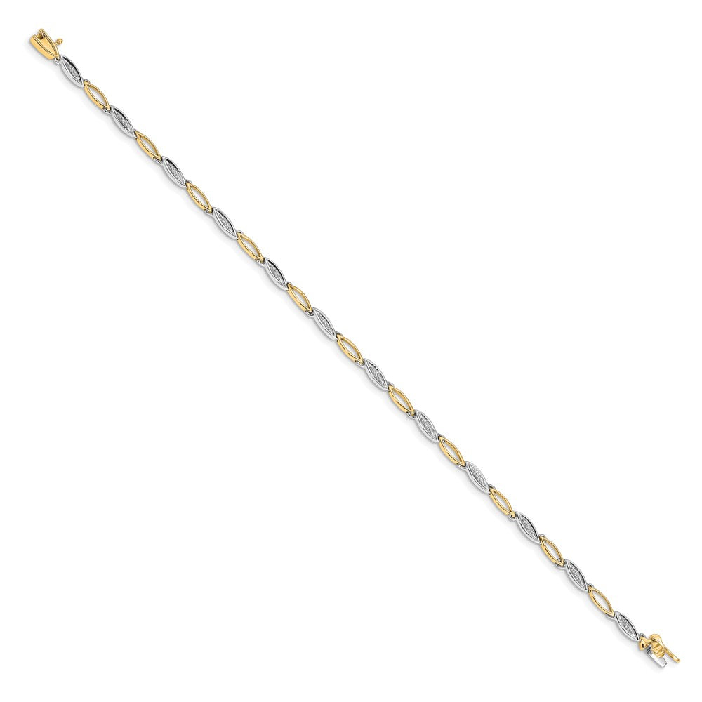 10k Two-tone Diamond 7.5in Link Bracelet