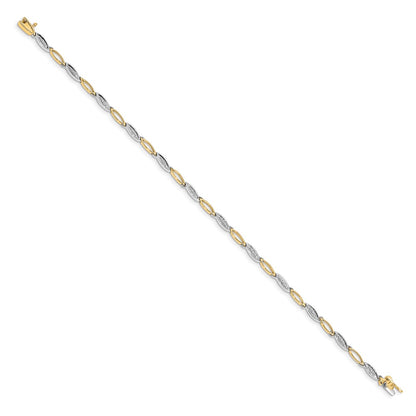 10k Two-tone 1/20 carat Diamond Link 7.5 inch Bracelet