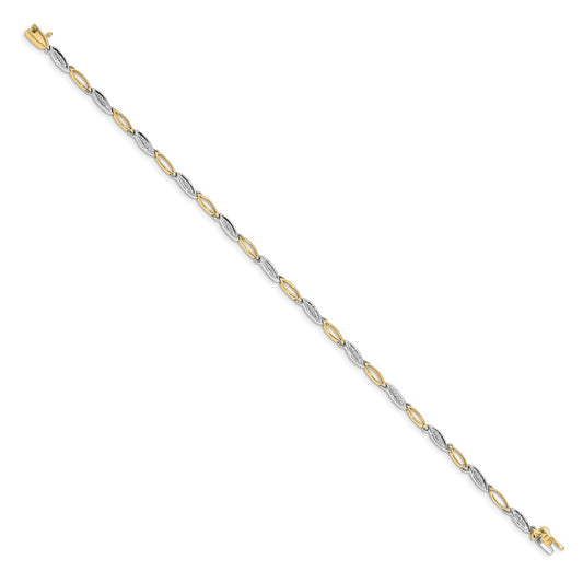 10k Two-tone 1/20 carat Diamond Link 7.5 inch Bracelet