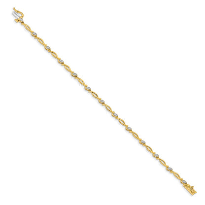 10k 1/8 carat Diamond Oval Link 7.5 inch Bracelet