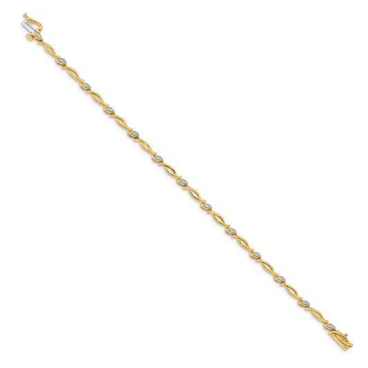 10k 1/8 carat Diamond Oval Link 7.5 inch Bracelet