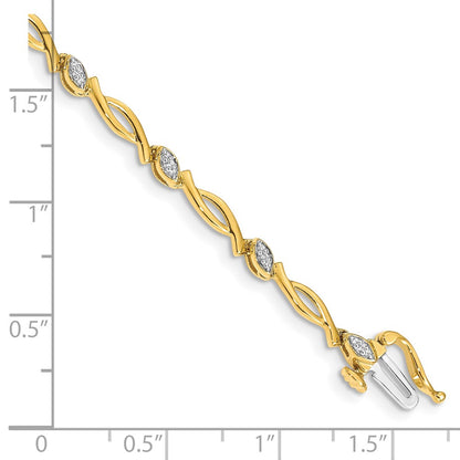 10k 1/8 carat Diamond Oval Link 7.5 inch Bracelet