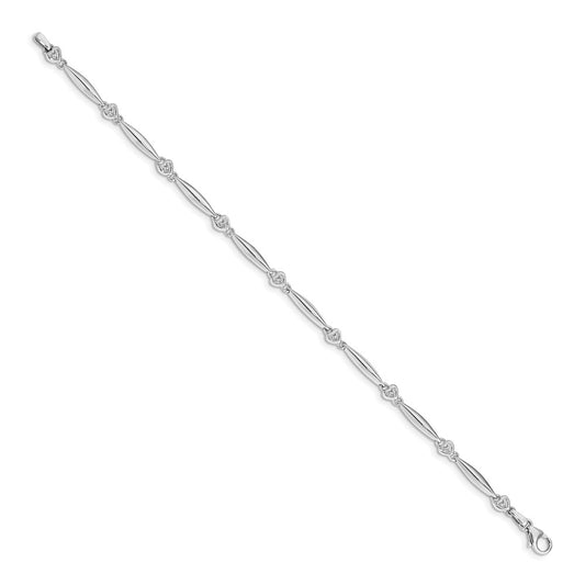 10k White Gold 1/20 carat Diamond Heart 7 inch Bracelet