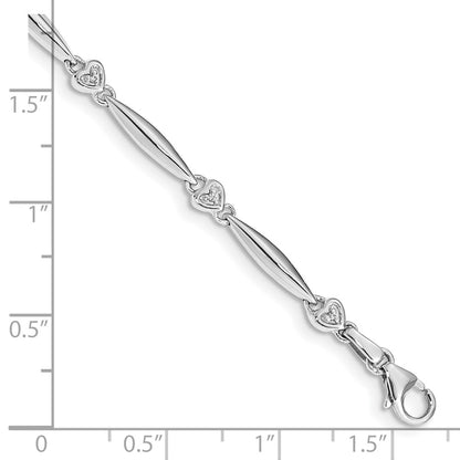 10k White Gold 1/20 carat Diamond Heart 7 inch Bracelet