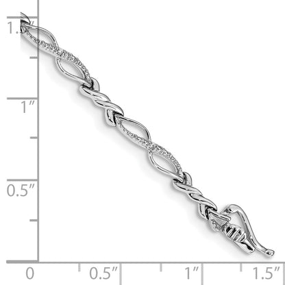 10k White Gold 1/20 carat Diamond 7.25 inch Bracelet