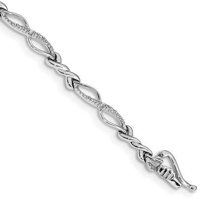 10k White Gold 1/20 carat Diamond 7.25 inch Bracelet