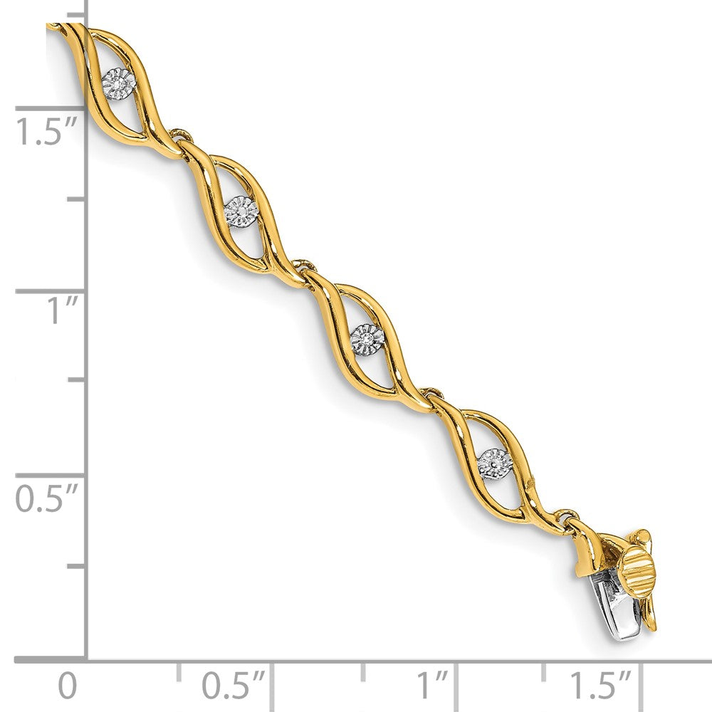 10k Gold Diamond 7.5in Link Bracelet