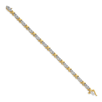 14k Two-Tone 1/2 carat Lab Grown Diamond VS/SI+ G+ Complete 7 inch X Fancy Bracelet
