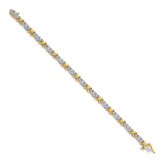 14k Two-Tone 1/2 carat Lab Grown Diamond VS/SI+ G+ Complete 7 inch X Fancy Bracelet