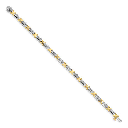 14k Two-Tone 1 carat Lab Grown Diamond VS/SI+ G+ Complete 6.5 inch Tennis Bracelet
