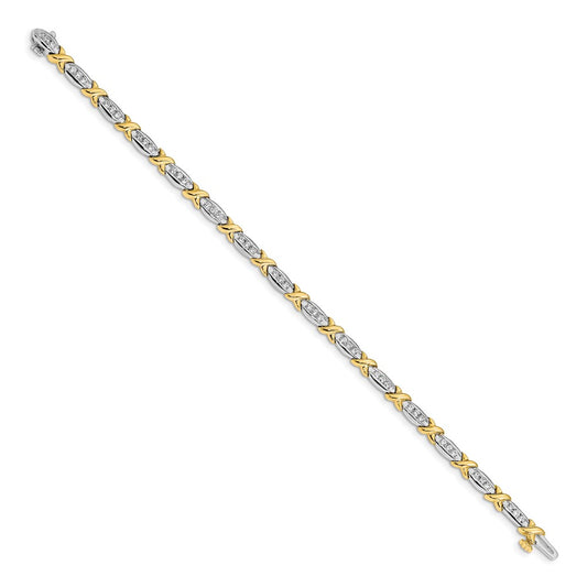 14k Two-Tone 1 carat Lab Grown Diamond VS/SI+ G+ Complete 6.5 inch Tennis Bracelet