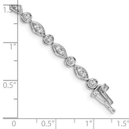 14k White Gold 3/4 carat Lab Grown Diamond VS/SI+ G+ Complete 7 inch Fancy Bracelet