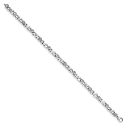 14k White Gold 1 carat Lab Grown Diamond VS/SI+ G+ Complete 7 inch Flower Infinity Bracelet
