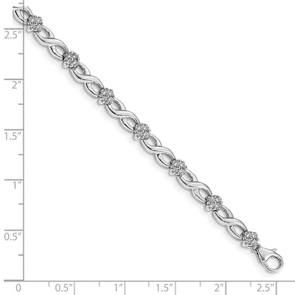 14k White Gold 1 carat Lab Grown Diamond VS/SI+ G+ Complete 7 inch Flower Infinity Bracelet