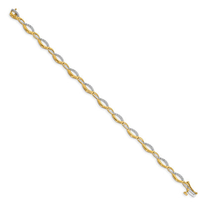 10k 1/4 carat Diamond Oval Link 7 inch Bracelet