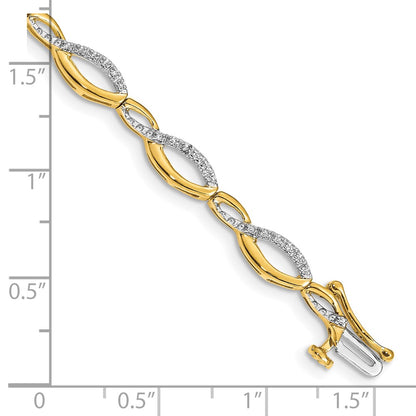 10k 1/4 carat Diamond Oval Link 7 inch Bracelet