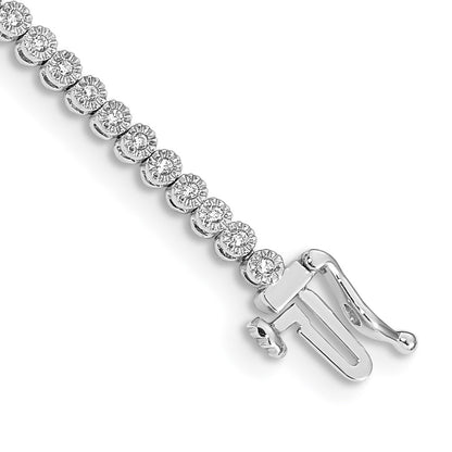 10k White Gold Illusion Setting 1/2 carat Diamond 7 inch Tennis Bracelet