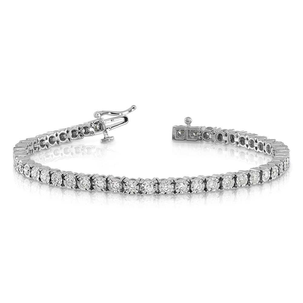10k White Gold Illusion Setting 2 carat Diamond 7 inch Tennis Bracelet