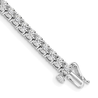 10k White Gold Illusion Setting 2 carat Diamond 7 inch Tennis Bracelet