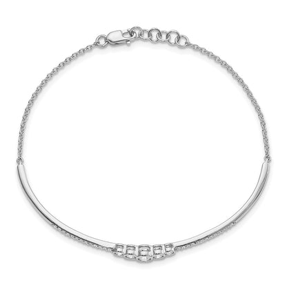 14k White Gold 1/2 carat Lab Grown Diamond VS/SI+ G+ Complete Bezel Set Bar Flexible Bangle Bracelet