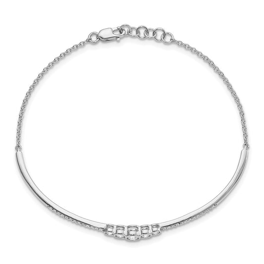 14k White Gold 1/2 carat Lab Grown Diamond VS/SI+ G+ Complete Bezel Set Bar Flexible Bangle Bracelet